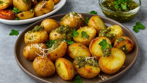 KROMPIR SA PESTOM I PARMEZANOM: Recept za hrskavi krompir KROMPIR SA PESTOM I PARMEZANOM: Recept za hrskavi krompir