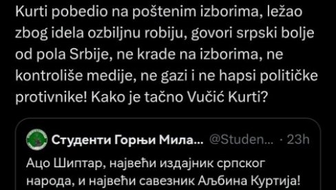 BLOKADERIMA JE KURTI IDOL: Zato prema Srbiji i Srbima imaju isti odnos BLOKADERIMA JE KURTI IDOL: Zato prema Srbiji i Srbima imaju isti odnos