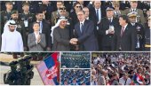 VUČIĆ DAO ZNAK DA POČNE VELIČANSTVENA VOJNA PARADA SNAGA JEDINSTVA: Defiluju ešaloni jedinica, razvijena srpska trobojka od 300 metara