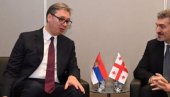 VUČIĆ SA PREDSEDNIKOM GRUZIJE: Predsednik se sastao sa Mihailom Kavelašvilijem VUČIĆ SA PREDSEDNIKOM GRUZIJE: Predsednik se sastao sa Mihailom Kavelašvilijem