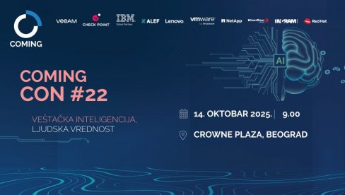 VEŠTAČKA INTELIGENCIJA, LJUDSKA VREDNOST: Počinje prestižna IT konferencija COMING CON #22