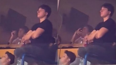 TO MOŽE SAMO ON! Miloš Teodosić sa cigaretom u ruci gledao Zvezdu iz lože Arene