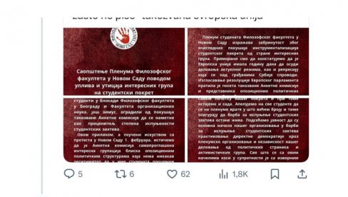 OVO JE RASPAD SISTEMA, SVAKI PLENUM ZA SEBE: Bogu hvala da smo na vreme provalili lažnu studentsku listu OVO JE RASPAD SISTEMA, SVAKI PLENUM ZA SEBE: Bogu hvala da smo na vreme provalili lažnu studentsku listu