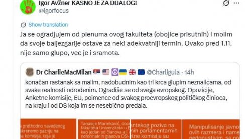 ИДЕОЛОГ БЛОКАДЕРА ИГОР АВЖНЕР: Студенти пленумаши лупају баљезгарије и не представљају никога ИДЕОЛОГ БЛОКАДЕРА ИГОР АВЖНЕР: Студенти пленумаши лупају баљезгарије и не представљају никога