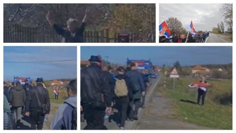 БАКА И ДЕКА ИЗАШЛИ ДА ПОЗДРАВЕ СРПСКЕ ХЕРОЈЕ: Док шачица блокадера покушава да их испровоцира, српски домаћини поздрављају пешаке са КиМ