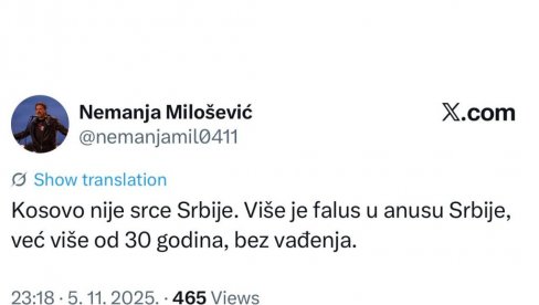 СРБИЈО, ЈЕЛ’ ОВО ДА ВАМ УЧИ ДЕЦУ? Шеф блокадера Пете београдске гимназије поручио деци - Косово није срце Србије