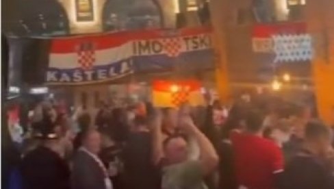 USTAŠKI PIR U SRED PODGORICE: Navijači iz Hrvatske pred policijom veličaju crnokošuljaše  (VIDEO)