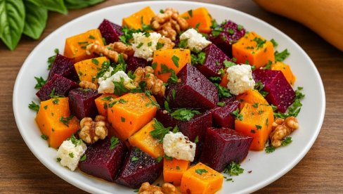 SALATA OD BUNDEVE I CVEKLE SA ORASIMA: Zdrava šarena salata