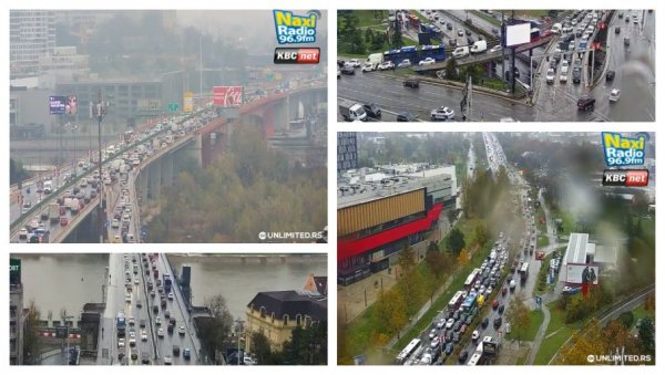 УСПОРЕН САОБРАЋАЈ У БЕОГРАДУ: Због кише и снега возила миле, најкритичније на Газели (ФОТО)