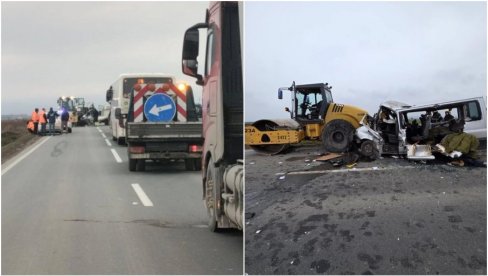 JEZIVE SLIKE SA MESTA NESREĆE NA PUTU IRIG-RUMA: Kombi se zakucao u valjak - Četvoro poginulih (FOTO)