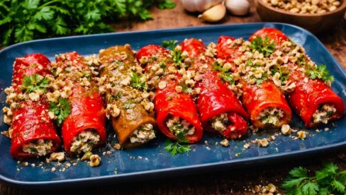 ПОСНЕ РОЛНИЦЕ ОД ПЕЧЕНИХ ПАПРИКА И ДИМЉЕНОГ ТОФУ СИРА: Проверен рецепт за посно предјело