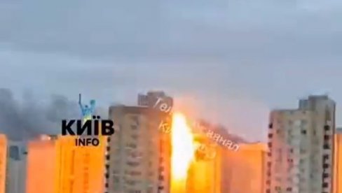 MASOVNI RAKETNI NAPAD NA KIJEV: Dron umalo nije srušio celu zgradu (VIDEO)