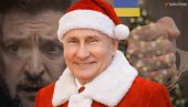 ЗЕЛЕНСКОМ ЛИСИЦЕ И ЗАТВОР: Путин као Деда Мраз - Руси објавили АИ видео, ево шта су светски лидери добили за Нову годину (ВИДЕО)