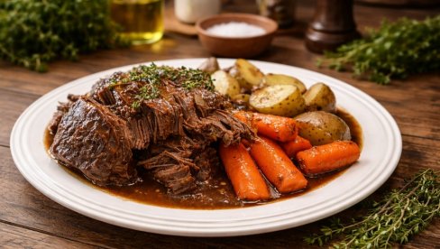 KLASIČNO PEČENJE U LONCU: Sočno, aromatično i savršeno mekano.