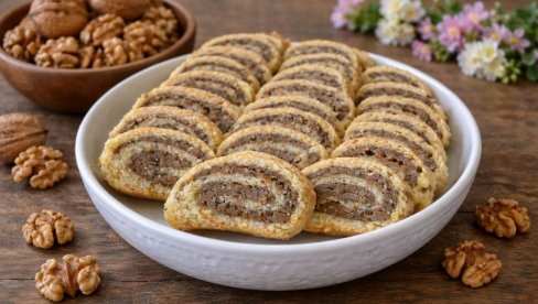 MEDENA ORAH ROLNA: Hrskavo testo i kremasti orah fil