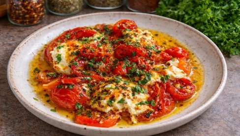 PARADAJZ SA SVEŽIM SIROM, SPANAĆEM I FETOM: Mediteransko lagano jelo