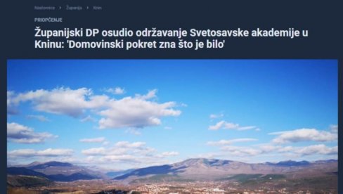 СВЕТОСАВЉЕ ЈЕ БИЛО ИДЕОЛОШКА ПОДЛОГА ВЕЛИКОСРПСКЕ АГРЕСИЈЕ Нови напад усташа, овог пута из Книна - Сада им смета Свети Сава