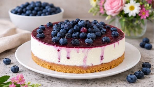 ЧИЗКЕЈК СА ВОЋНИМ ПРЕЛИВОМ И СВЕЖИМ БОРОВНИЦАМА: Слатка разонода без рерне!