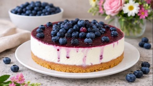 ЧИЗКЕЈК СА ВОЋНИМ ПРЕЛИВОМ И СВЕЖИМ БОРОВНИЦАМА: Слатка разонода без рерне!