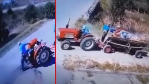 (ŠOK VIDEO) Auto PREPOLOVIO traktor - onda se desilo ČUDO! Uključivao se sa zemljanog puta, a kola su ga presekla - vozilo, ne i vozača