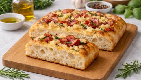 FOKAČA SA KROMPIROM I SLANINOM:  Kora puca pod prstima, sredina ostaje mekana i sočna