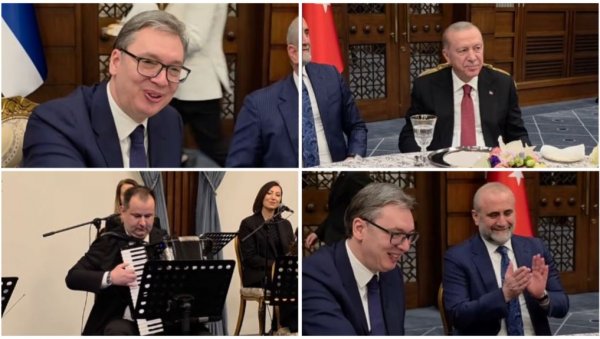 ВЕЛИКА ЧАСТ ЗА СРБИЈУ: Ердоган дочекао Вучића са песмом Тамо далеко на вечери у Анкари (ВИДЕО)