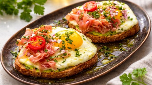 ТОСТ СА АВОКАДОМ, ЈАЈЕТОМ И ПРШУТОМ: Хранљив доручак богат протеинима