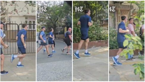 ШТА ТО РАДИ МАКРОН У ИНДИЈИ? Снимљен у шортсу како трчи улицама града, пролазници у чуду (ВИДЕО)