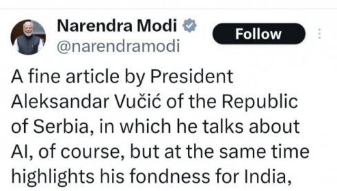 СРБИЈО БУДИ ПОНОСНА: Премијер најмногољудније земље на свету нахвалио председника Србије и указао му велико поштовање