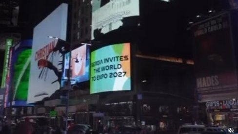 NAŠ EXPO 2027. NA VRHU SVETA Mali oduševljen: Bolt na Tajms skveru poziva ceo svet da dođe u Beograd (VIDEO)