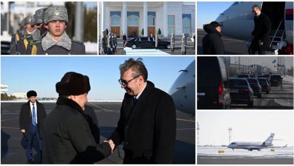 ВУЧИЋ У КАЗАХСТАНУ ДОЧЕКАН УЗ НАЈВИШЕ ДРЖАВНЕ ПОЧАСТИ: Председник Србије се огласио по слетању у Астану (ФОТО)