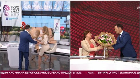 SINIŠA MALI POKAZAO DŽENTLEMTSKI GEST NA RTS: Čestitao 8. mart voditeljkama i poklonio im cveće