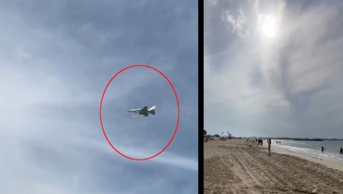 (VIDEO) ZA IME BOGA! Dubai, plaža i uživanje, a na nebu rat: F-16 juri i puca na iranskog šaheda