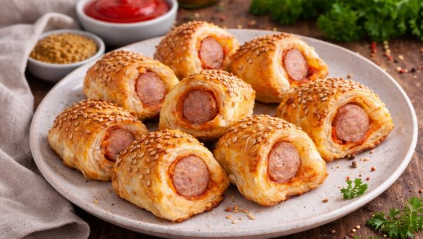 ЛИСНАТО ТЕСТО СА КОБАСИЦАМА И СИРОМ: Хрскави залогаји