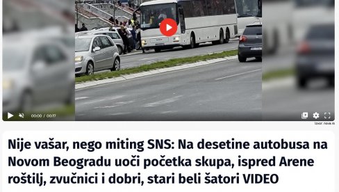 SMETA IM ROŠTINJ, A KAD SU ONI PEKLI PRASE NA AUTOKOMANDI TO JE BILA SVEČANA AKADEMIJA: Blokaderska Nova S sramotno kritikuje SNS skup