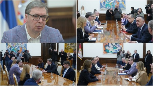 ПРЕДСЕДНИК ЗАВРШИО КОНСУЛТАЦИЈЕ: Вучић разговарао са представницима три странке (ФОТО)