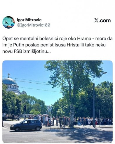 НАЈСТРАШНИЈА УВРЕДА ПРАВОСЛАВЉА И ЦРКВЕ: Блокадер Митровић ударио на вернике - Код Храма Светог Саве окупљају се око...