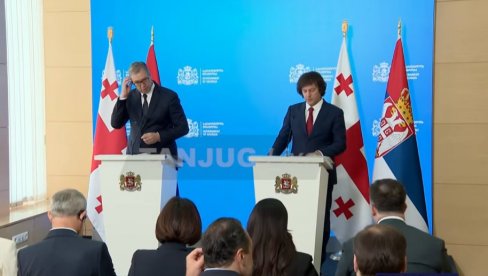 DRUGI DAN POSETE GRUZIJI Vučić i Kobahidze se obratili javnosti; U toku sastanak sa Šalvom Papuašvilijem (VIDEO)