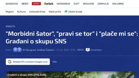 ОВО ЈЕ ТОР, ОНИ СУ СТОКА Блокадерски медији брутално вређају већинску Србију! Круг двојке закукао јер мора 100 метара више да прошета