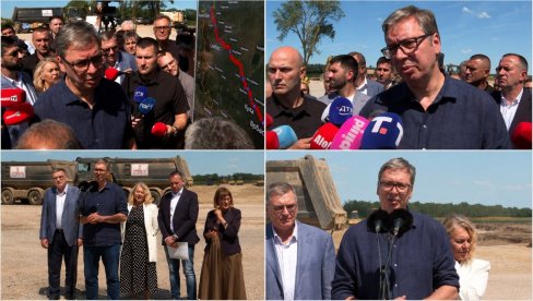 ИСТОРИЈСКИ ПРОЈЕКАТ КОЈИ СПАШАВА СЕВЕР СРБИЈЕ: Вучић обишао радове на изградњи деонице Бачки Брег - Српска Црња (ФОТО)
