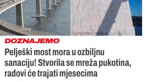 МОСТУ У ХРВАТСКОЈ ОТВОРЕНОМ ПРЕ 4 ГОДИНЕ ПОТРЕБНА САНАЦИЈА: Тамо се неће јавити блокадери да због тога ударе на државу